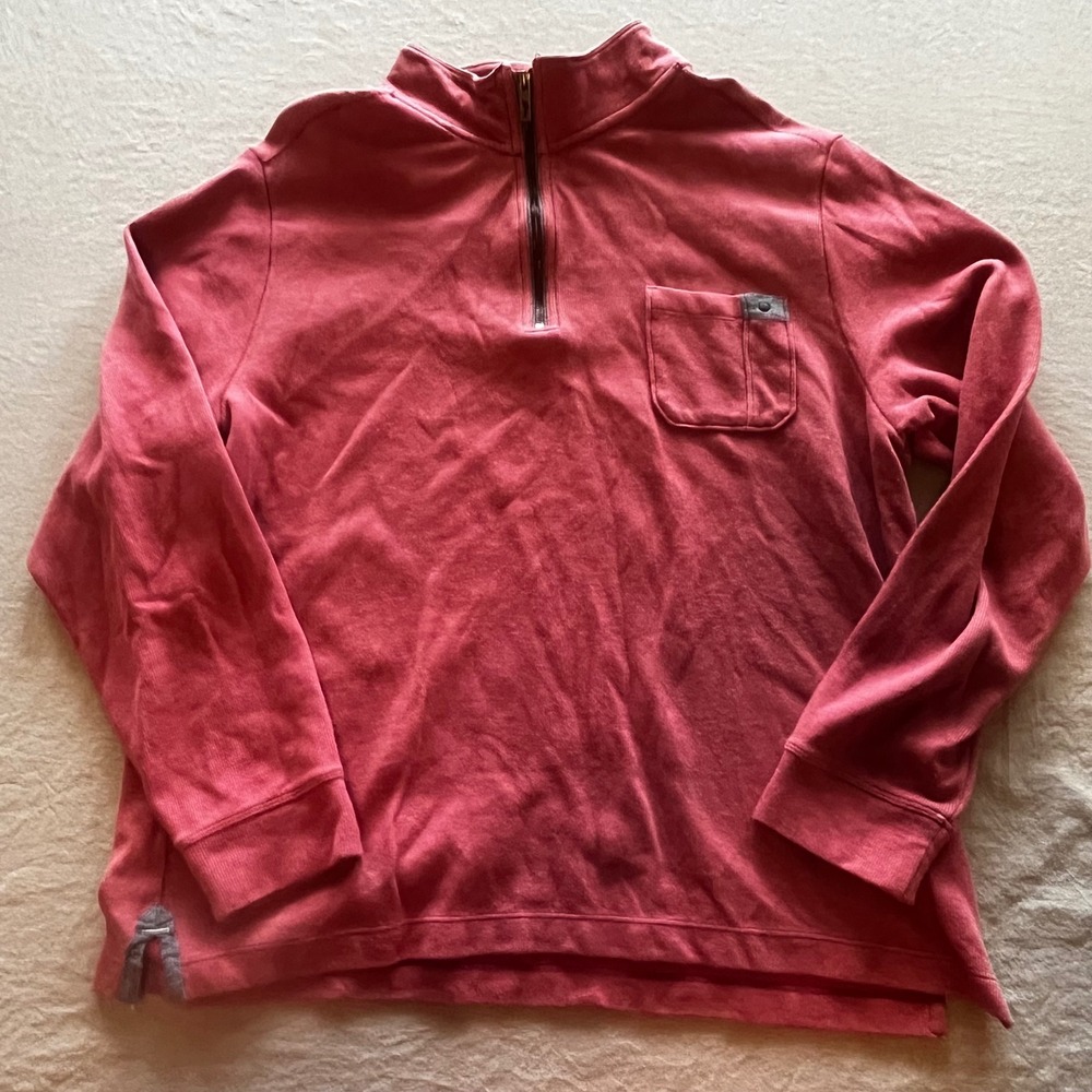 Tommy Bahama Mens Quarter Zip Pullover Sweater‎ Red Marl Size Large Pocket